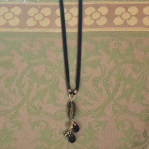 Sophia & Chloe Brown Velvet Gold/Smoky Topaz & Olive Quartz Drop Necklace